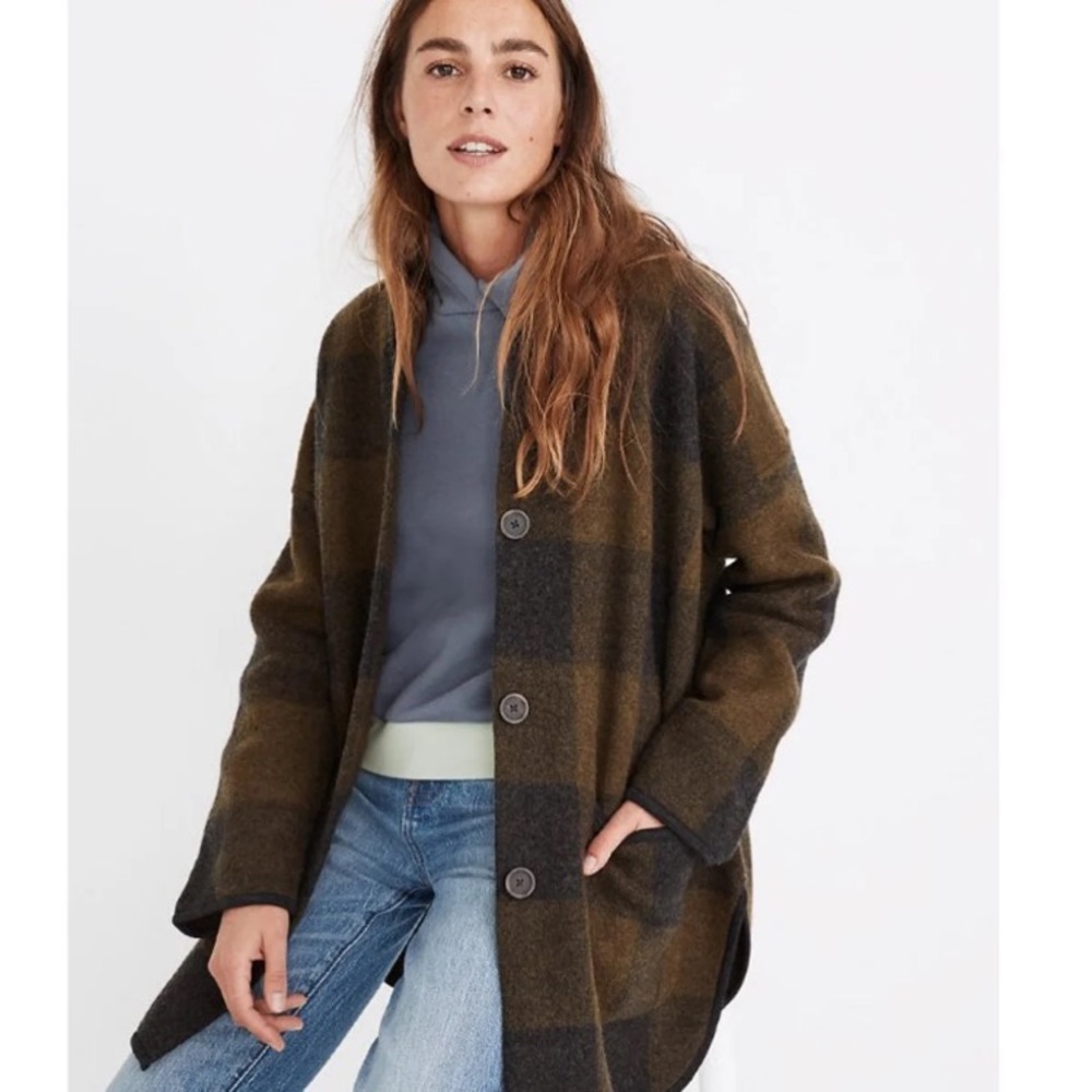 Madewell Buffalo Check Sweater Coat